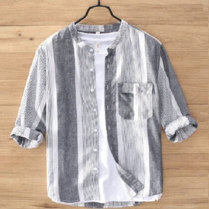 Gray & White Colour Full Sleeves Summer Shirt